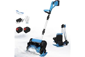 Jaxguom Akku-Schneefräse, 21V/1000W Elektrische Schneefräse mit 2×4500mAh Akkus & Ladegerät, 25cm Arbeitsbreite, 8m Wurfweite, Bürstenloser Motor, Leicht (3.6kg) für Gehweg & Terrasse