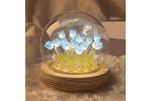 ‎DANOLT Danolt Forever Tulips Light Romantische blaue Tulpenlampe Blumenlampe für Mädchen und Frauen, niedliche Raumdekoration