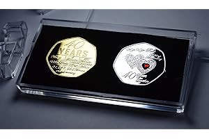 The Commemorative Coin Company Pair of For You On Your 40th RUBY WEDDING ANNIVERSARY Commemoratives in Display/Presentation Case. Diamante Gemstones. Gift/Present Husband/Wife. Silver & 24ct Gold