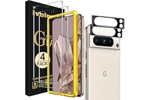 ivoler Szkło ochronne do Google Pixel 8 Pro (nie pasuje do Google Pixel 8), 2 sztuki folii ochronnej z 2 sztukami ochrony aparatu i pomocnikiem pozycjonowania, twardość 9H, odporne na zarysowania,