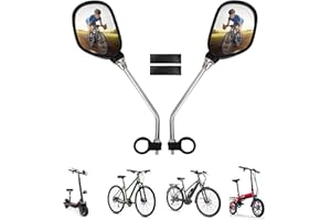 XJYMCOM 2Pcs Bike Mirrors 360° Rotatable Wide Angle Handlebar Mirrors Cycling Rear View with Reflectors for Mountain Road Bike Motorcycle Diameter 22-25mm