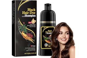SHUNJIAN 3 in 1 Black Hair Dye Shampoo, Natural & Gentle Formula for Grey Hair Coverage, Hair Thickening & Colouring Sha/mpoo for Women and Men, H/air Color Sham/poo (Black)