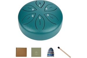 WORUIB Rain Drum for Outside Garden, Steel Tongue Drum with 6 Notes, Handpan drum for Meditation, Yoga, Music Therapy, Includes Drumsticks and Cloth Bag, Dark Green