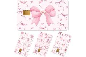Pink Bow Credit Card Sticker - Eiapadeor 4 Pcs Debit Card Skin Stickers Elegant Cute Bowknot Stickers for Debit Credit Pink Waterproof Deal Cover Set for Key, Transportation, ID DIY Gift Idea