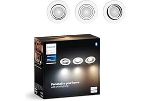 Philips Hue Milliskin Spots Encastrés, Blancs, White Ambiance, (400 lm / 70 mm), Lot de 3, Lumière Blanc Chaud à Froid, Contrôlable via appli, Compatible Alexa (Echo, Echo Dot), Nouvelle Génération