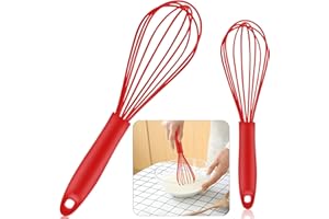 XUHN Schneebesen Silikon Set 2 Stück Rot Silikondrähte Ballonschneebesen Antihaftbeschichtung Küchen Edelstahl Rührbesen Für Mischen, Schlagen, Aufschäumen Und Rühren (Rot)