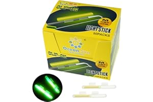 QualyQualy Bâtons Lumineux pour Canne à Pêche, Lumière de pêche de Nuit, Glow Stick Pêche de Nuit Vert Fluorescent Baton Lumineux Peche M L XL 50 Paquets (100 pièces)