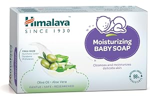 Himalaya Moisturizing Baby Soap | No Parabens & Synthetic Colors Enriched With Aloe Vera & Olive Oil Is A Mild & Soothing Soap That Replenishes Lost Moisture While Gently Cleanses The Skin - 125Gms.