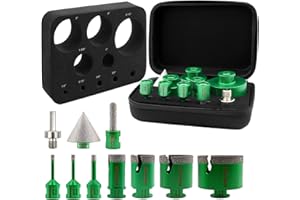 KURSTOL Punta per Trapano Diamantata Set - 6/6/8/25/35/50/68MM+50MM Fresa Diamantata+10MM Frese per Piastrelle+Adattatore a Triangolo per M14 Filo per Porcellana Granito Piastrella Marmo