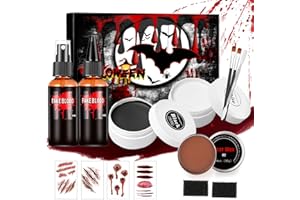 Funnity Halloween Kunstblut Set, Halloween Make Up,Fake Blood ,Halloween Schminke Set , Kunstblut Auswaschbar, für Karneval, Film, Unfug, Simulierte Wunden,Cosplay