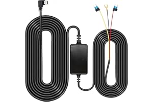 GKU Hardwire Kit Mini USB Kit de Câblage Applicable à la Plupart des Dash Cam avec Port Mini-USB, 12V -24V à 5V, Surveillance du Stationnement, Protection Basse Tension(PAS pour GKU D200/D600 Dashcam)