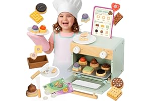 Nene Toys Tienda de Galletas de Madera para Niños 3+ Años - Set Completo con Mini Horno, Menú, Galletas y Dinero de Juguete – Juego Educativo Simbólico y Primeros Cálculos – Regalo Niño Niña 3-6 años