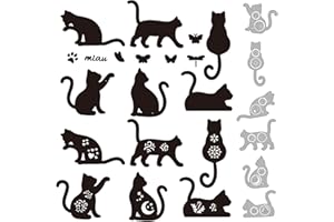 GLOBLELAND Blumen-Katzen-Stanzformen Für DIY Scrapbooking Metall-Katzen-Miezekatze-Stanzformen Prägeschablonen Vorlage Für Papierkartenherstellung Dekoratio Album Basteldekoration