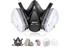 vvuvnem Respirator Mask with Filters, Reusable Respirator Mask for Chemical, Painting, Epoxy Resin, Woodworking