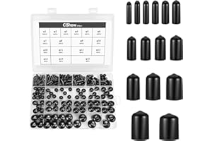 CISHOW Okrągłe winylowe elastyczne zaślepki, gumowe osłony gwintu z PCW, do śrub, kabli końcowych rur (średnica wewnętrzna 1-15 mm)
