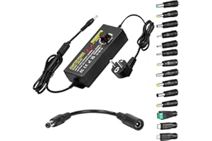 MEIYUE Adaptador de Corriente Ajustable,3V-24V 5A 120W Adaptador de Corriente Universal AC/DC,Convertidor de 100V-240V AC a DC con 5.5x2.5mm 14 Puntas y Cable de polaridad Adaptador de Corriente Regulable