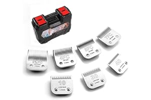 YAZIYIR Lame Staccabili per la toelettatura dei Cani in Acciaio Inossidabile, compatibili con Andis, Oster-A5, Wahl KM-10 Series, Taglia 10/30/40/7FC/5FC/4FC/3FC, 7 Pezzi