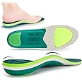 iFitna Strong Arch Support Sports Work Comfort Trimmable Insoles for Shock Absorption, Inserts for Running Shoes Work Boots Trainers Unisex(Size:UK-6,Length:9.87",Green)