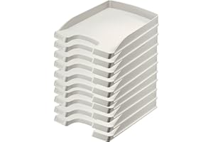 Leitz, Corbeille à courrier Leitz Plus Slim, Gris, Lot de 10, 52370085