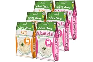 6 x Slendier Tagliatelle konjac biologiche, confezione per prove energetiche, 3 x tagliatelle di vetro 250 g + 3 x risotti 250 g, tagliatelle Shirataki, qualità biologica