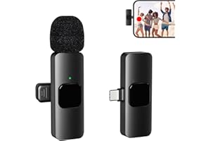 BYBRUTEK Wireless Lavalier Microphone for Type-C Android Video Recording Podcast, Lapel Mini Microphone 2.4G Ultra-Low Delay, Built-in Noise-Canceling Chip