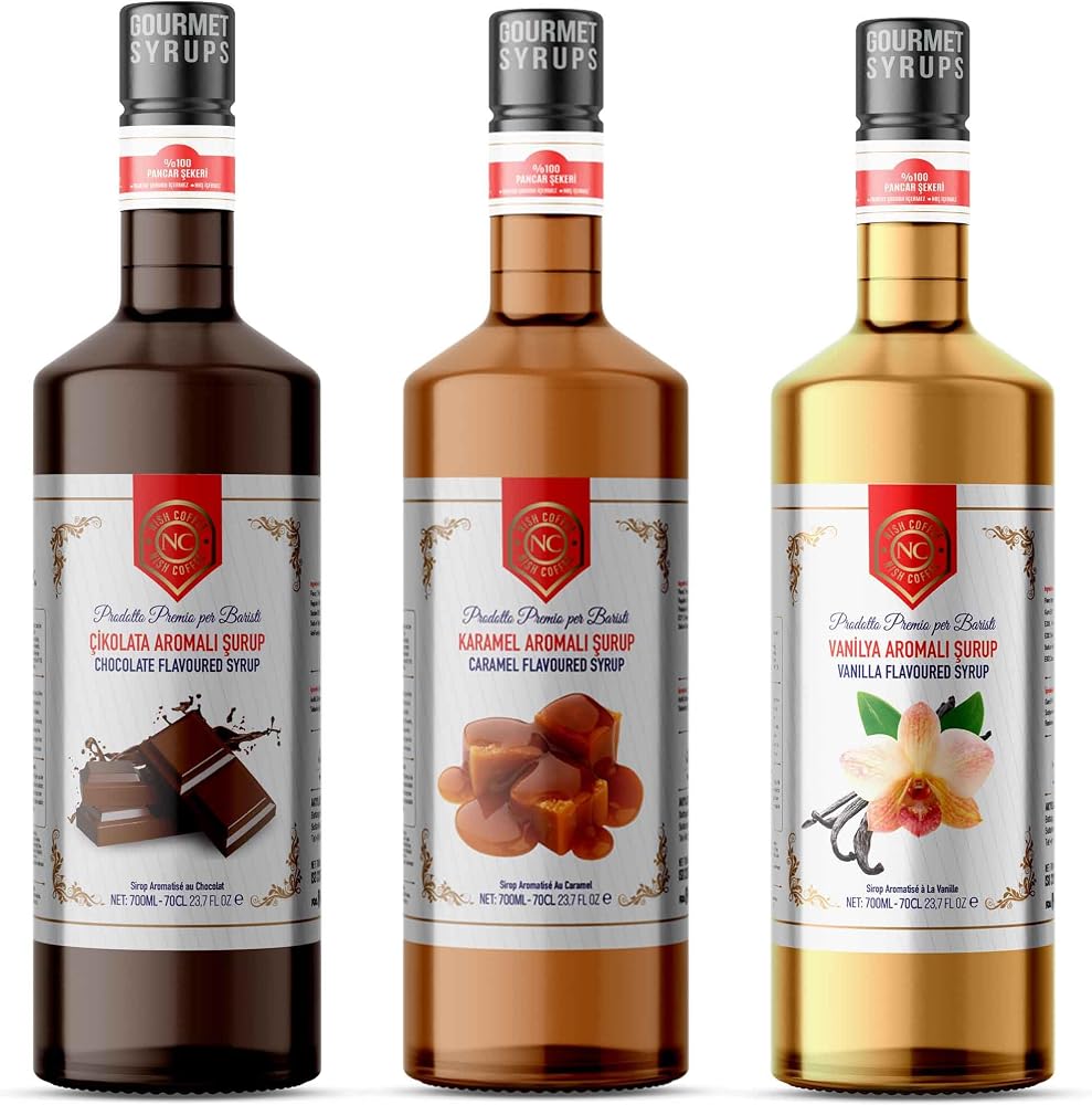 Nish Çikolata, Karamel, Vanilya Aromalı Şurup 3'lü Set (3x700 ml)