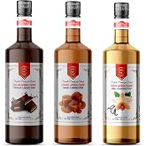 Nish Chocolate, Caramel, Vanilla Flavored Syrup Set of 3 (3x700 ml)