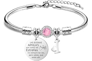 Bacaemo Regalos Para Amigas Pulsera Mujer Regalo Cumpleaños Mujer Amigas Hermanas Colegas Novias Navidad Regalos Creativos Pulsera de Amistad con la Letra A - Z, Regalo de Graduación Distancia Regalo