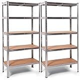 Kunststof Opbergrek - 182x60x40cm - Stellingkast - Wandrek - Stelling - Rek - 4 planken - Zwart - max 130kg