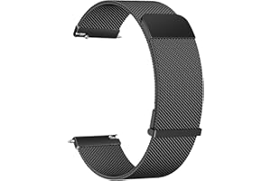 Wanme 22mm Bracelet de Montre en Métal, Acier Inoxydable Réglable, Bracelet de Replacement en Dégagement Rapide Homme Femme 22mm (22mm, Noir)