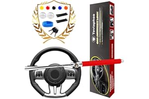 Tevlaphee Antivol Voiture, Canne Antivol Voiture, Antivol Volant Voiture(Rouge)