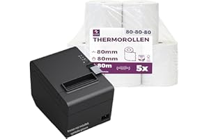 LYNNE PAYMENT SOLUTIONS Rotoli termici 80mm x 80m x 12mm per registratore di cassa fiscale - Rotolo di carta termica per stampante 80x80x12 (5 rotoli)