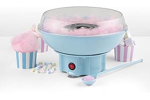 Giles & Posner Candy Floss Maker – Macchina per Zucchero Filato, Stile Retrò da Luna Park, per Bambini, Feste, Casa, Snack Divertenti, Portatile, Include Bastoncini di Zucchero Filato, Blu