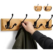 ANJUU Lot De 4 Crochets Muraux Pliables Argentés – Métal Robuste 15 Kg, Pour Entrée, Salle De Bain