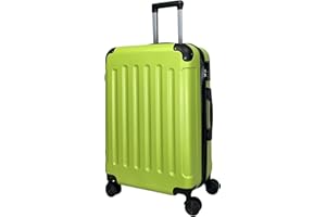 MY TRAVEL BAG Hartschalen-Koffer Reisekoffer ABS Koffer Trolley (Handgepäck-Mittel-Groß-Set) 4 Doppel-Rollen (Grün, Großer Koffer (75cm))