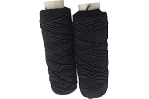 THE TRIMMING DEPARTMENT Shirring Shearing Elastic Thread, 20 Meter Each Colour Per Spool, Pack of 2 X 20m Spools, Sewing, Haberdashery, Craft, Smocking, Gathering, (Black & Black), 30 Colours Available)