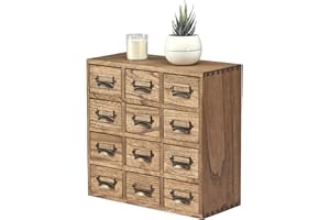 KIRIGEN Wooden Desk Storage Cabinet 12 Schubladen Mini Chest mit Metallgriffen Desktop Organizer Storage Box für Home Office Dark Brown