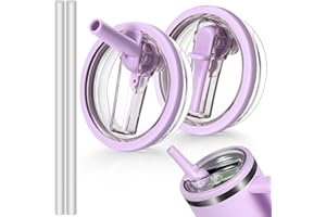PADONCO 2 PCS 40oz Flip Straw Leak Proof Cup Lid forStanley H2.0 Quencher, Lid Replacement 40 oz forStanley Cup Accessories ProTour, Spill Proof StrawCover for Stanley Accessories (Purple)
