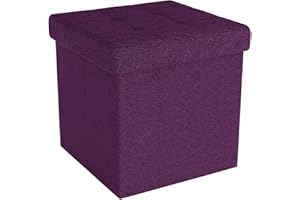 INTIRILIFE Pouf Pieghevole 30x30x30 cm in Nebbia Viola - Cubo Sedile con vano portaoggetti e Rivestimento in Tessuto con cavità - Cubo Sedile Contenitore poggiapiedi Contenitore Pouf pettorale