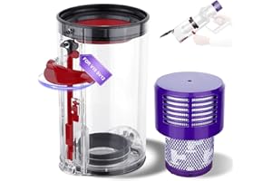QWYTLROX Bac à Poussière Transparent avec Filtre HEPA pour Dyson V10 SV12 SV13 SV27, Réservoir Collecteur Aspirateur Pièces Détachées Accessoires Cuve de Rechange Compatible 969509-01