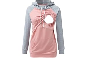 VEMOW Sudadera Premamá Sudadera de Lactancia Manga Larga Mujer Camisetas con Capucha Maternidad Camisa Estampado de Navideño Premamá Blusas Jersey Hoodie