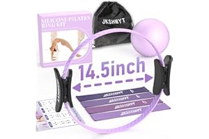 JKSHMYT Pilates Ring -14.5" Home Pilates Essential Kit with Padded Handles, Mini Ball, Resistance Bands, Guide & Bag, Better Me Pilates Circle Set for Women