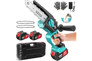 AOSTOK Motosega a Batteria,con 8000mAh Batteria 1000W alimentata a batteria, di piccole dimensioni, con 2 batterie da 4000 mAh e caricabatterie da 21 V per potatura di rami