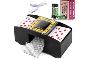 SZBJSMF Mélangeur de Cartes Electrique USB, Distributeur de Cartes Automatique avec Batterie,Câble USB et 2 Jeux de Poker pour Uno, Poker, Pro, Mini Tarot