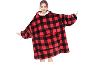 IVYH Bluza z kapturem oversize, koc, super miękki koc, hawajski sweter z nadrukiem, z dużą przednią kieszenią, ciepła polarowa bluza z kapturem, G, Rozmiar uniwersalny