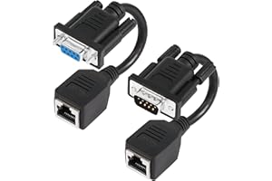 GINTOOYUN 2 PCS DB9 to RJ45 Adapter DB9 9-Pin Serial Male Female Pair to RJ45 Female Adapter Compatible with CAT5 /CAT5e/CAT6 Network Cable for Desktop Computers,Digital Machine Tools,PDAs etc