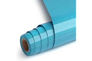 UIOK Flex Thermocollant Pour Tissu à Paillettes,Bleu Vinyle Thermocollant à Paillettes DIY Vinyles de Transfert à Chaud, 30.5x182cm HTV Film de Traceur Textile Pour Cricut et Silhouette Cameo（Bleu）