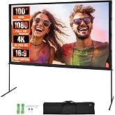 VEVOR 100" 16:9 HD Standing Projector Screen Portable Double-Sided Anti-Wrinkle Wide Viewing Angle with Storage Bag for Home
