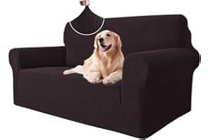 ‎YSTYLE Ystyle Sofa überzug 2 Sitzer Mit Armlehne, Stretch Sofabezug rutschfest, Modern Sofa Cover Für Hunde Haustiere, Atmungsaktiv Couch überzug Mit Elastic Bottom, Kaffee