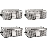 Baza ve Yatak Altı Uyumlu 4 Adet L&uuml;ks Pencereli Dolap D&uuml;zenleyici Hur&ccedil; Baza Altı Hur&ccedil; 64x45x22 cm (Siyah)